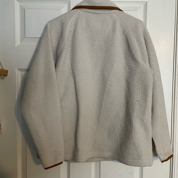 Carhartt Relaxed Fit Fleece Pullover in Cream and Brown Size Large 12-14 - Picture 8 of 9